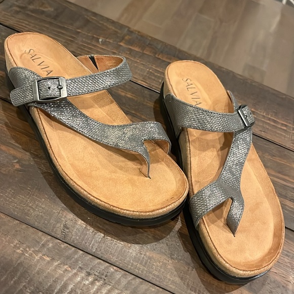 SALVIA Leather/Suede Anoros Sandals in Lizzard Pewter - Picture 16 of 16